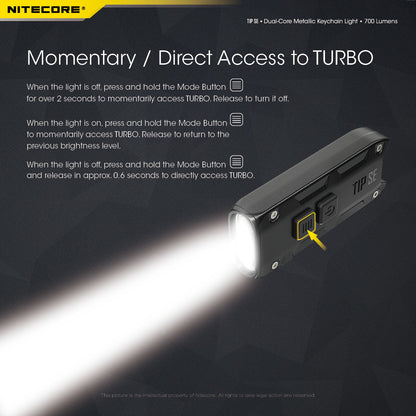 NITECORE 700 LUMENS RECHARGEABLE KEYCHAIN FLASHLIGHT (TIP SE)