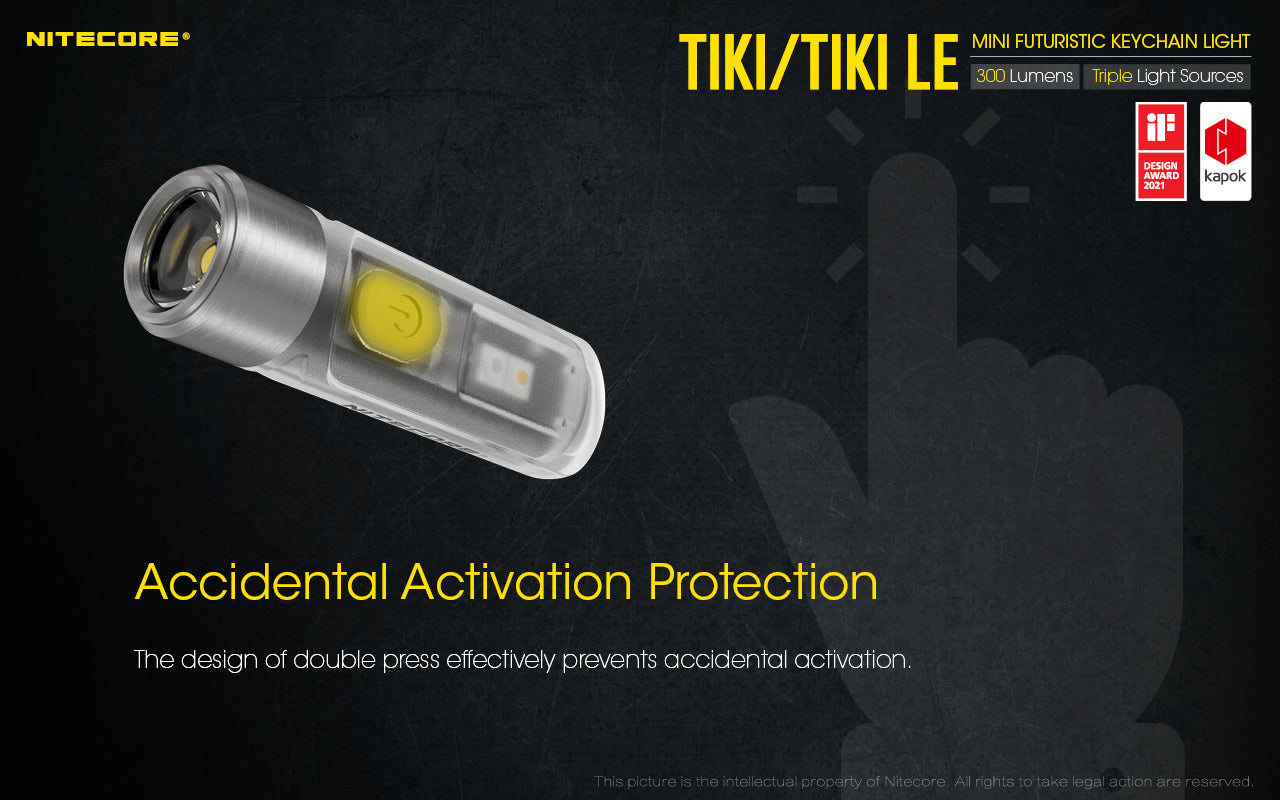 NITECORE 300 LUMENS MINI FUTURISTIC KEYCHAIN LIGHT (TIKI, TIKILE)