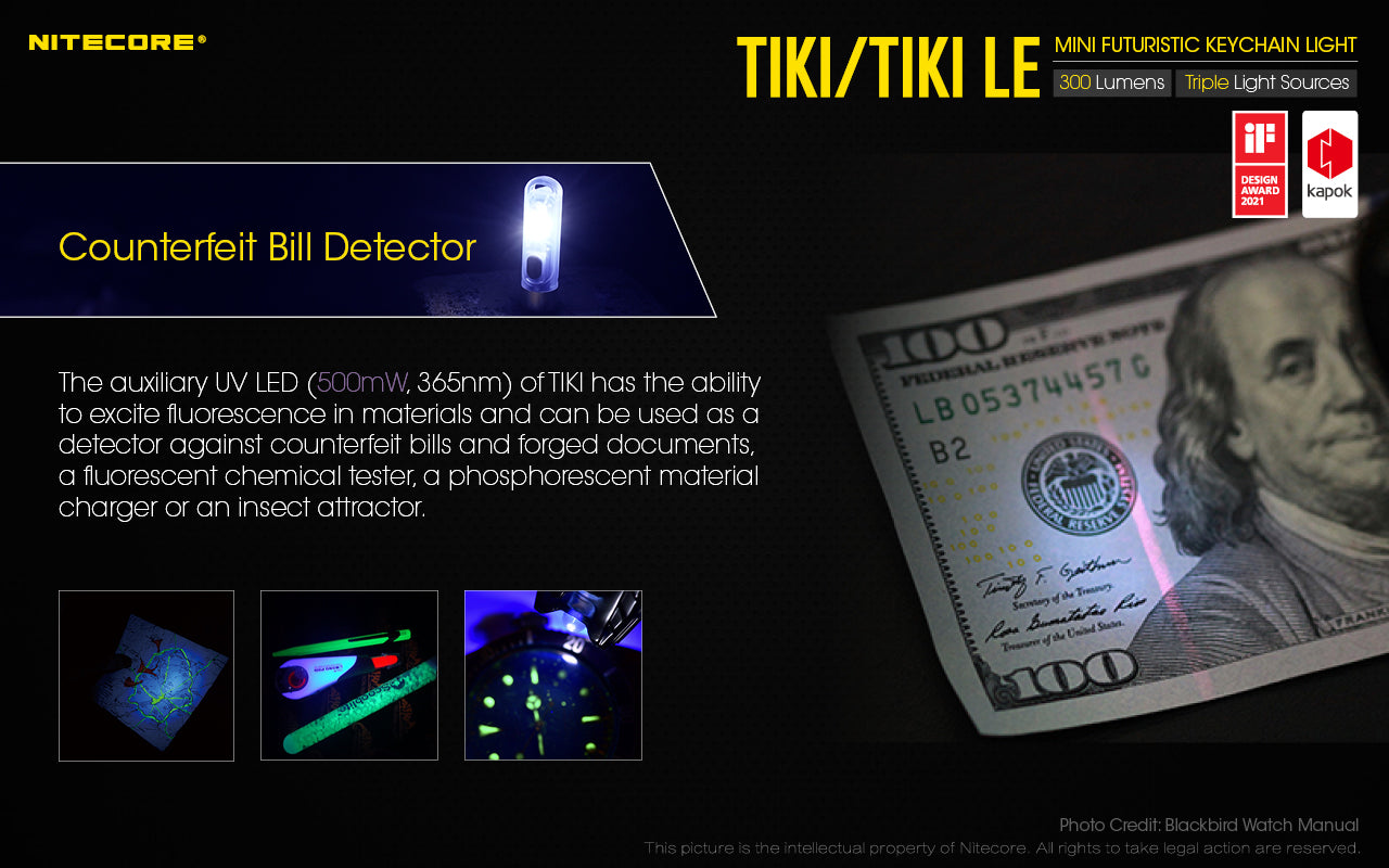 NITECORE 300 LUMENS MINI FUTURISTIC KEYCHAIN LIGHT (TIKI, TIKILE)