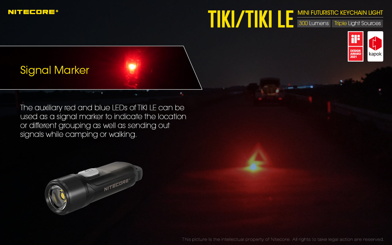 NITECORE 300 LUMENS MINI FUTURISTIC KEYCHAIN LIGHT (TIKI, TIKILE)