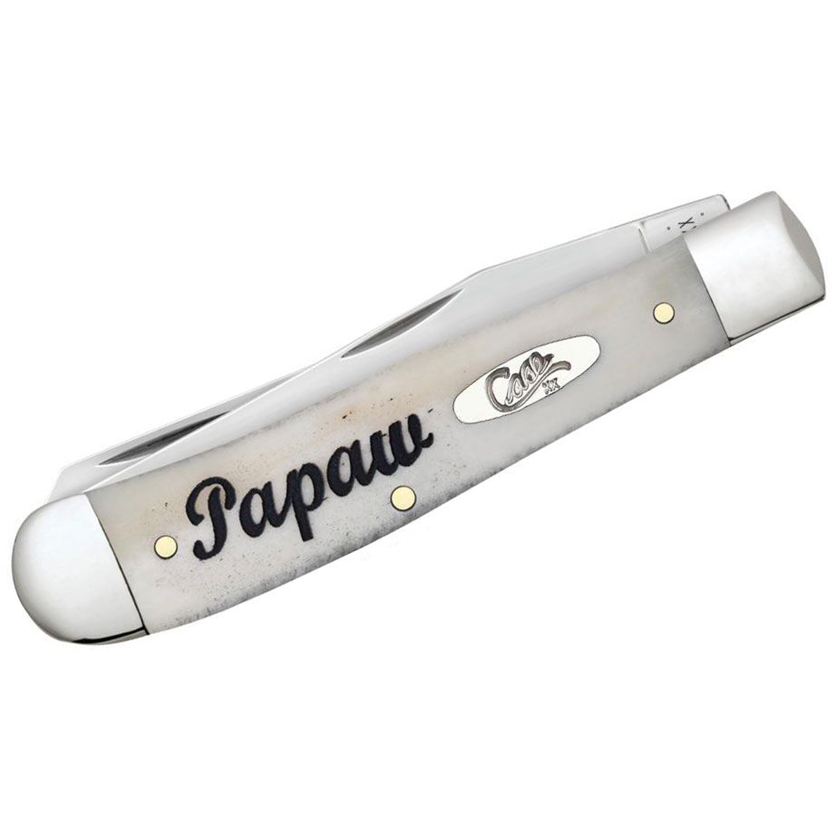 CASE KNIVES EMBELLISHED SMOOTH NATURAL BONE TRAPPER IN GIFT TIN